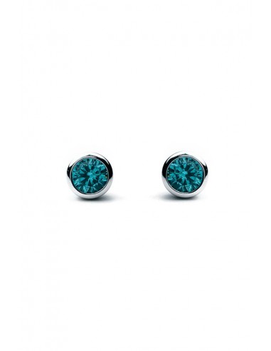 Pendientes Plata "Aqua" Circonita Marina Redondos 5 mm "Aqua"