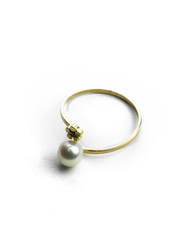18 K Gold Ring Flower Pearl 56082-P