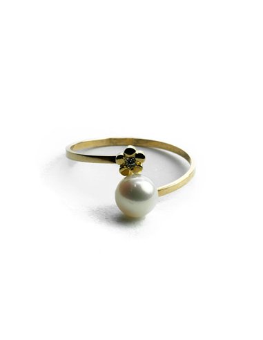 18 K Gold Ring Flower Pearl 56082-P