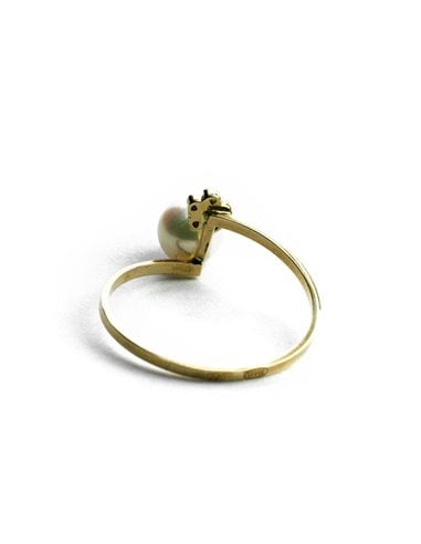 18 K Gold Ring Flower Pearl 56082-P