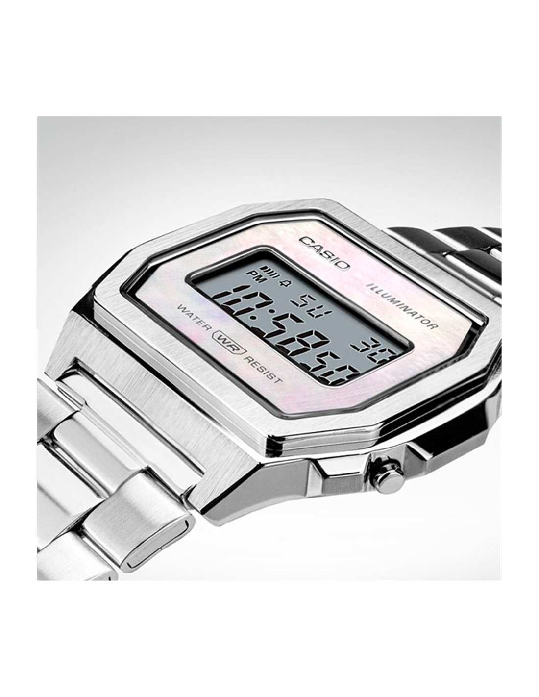 Casio A1000A-7EF Vintage Digitaluhr - Iconic Silber Mit Edelstahlarmband