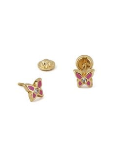 18 K Gold Earrings BABY Small Butterflies 2P00725-R
