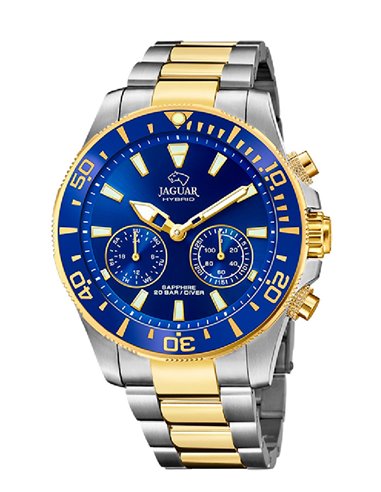 Montre J889/1 hybride suisse Jaguar Executive XL pour homme bleu et or