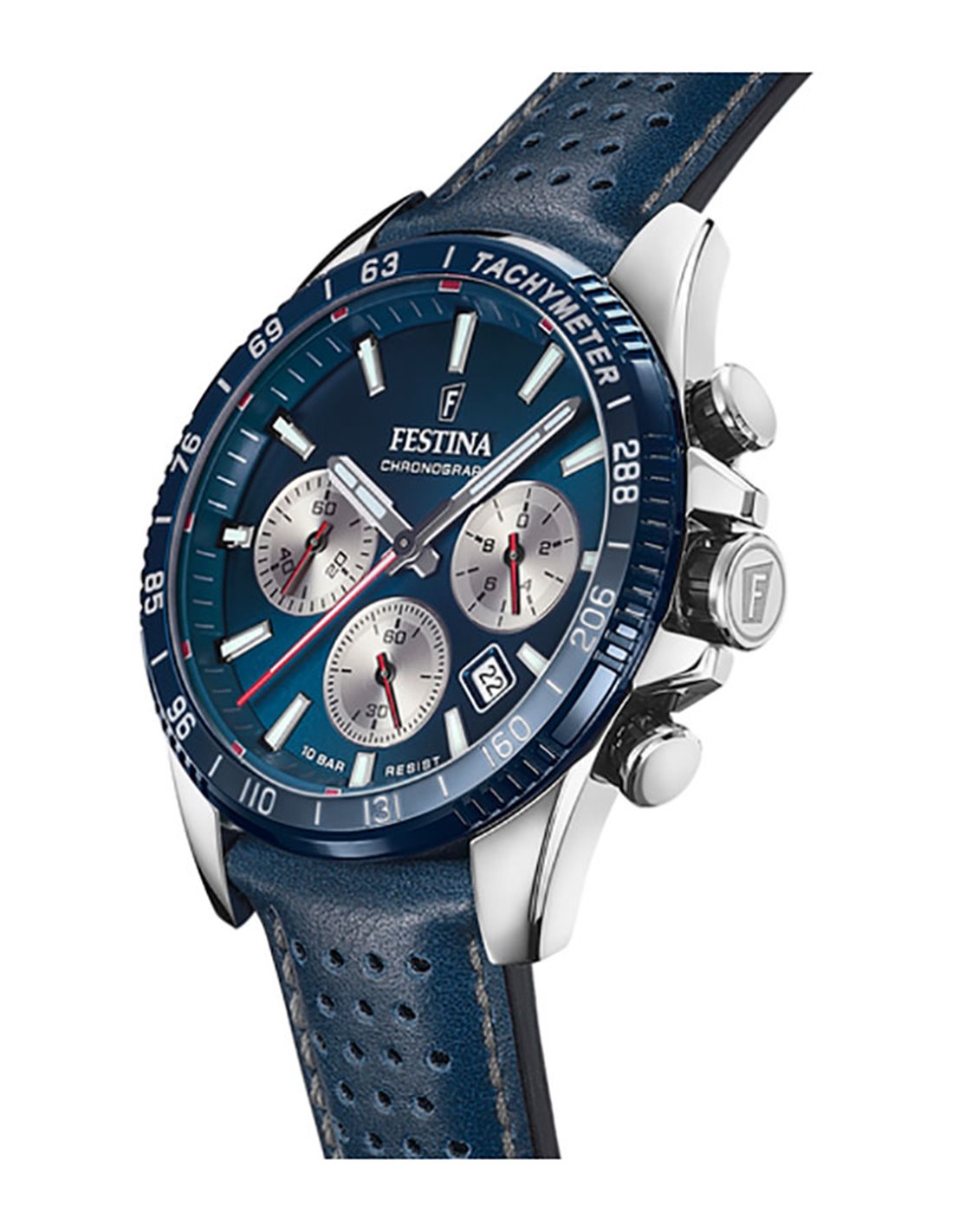 Festina Herrenuhr F20743/5 | Bullhead Chronograph Rot | Edelstahl Band | 45mm Wasserdicht