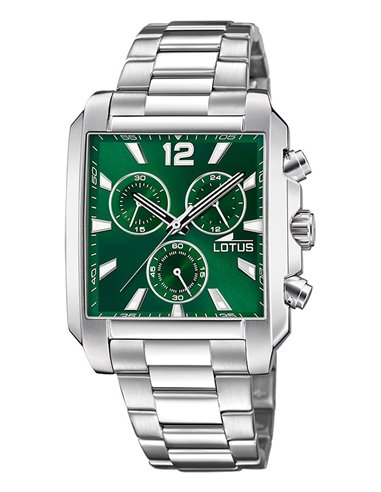 Quadratuhr von Lotus 18850/3 Edelstahl 38 mm Grün