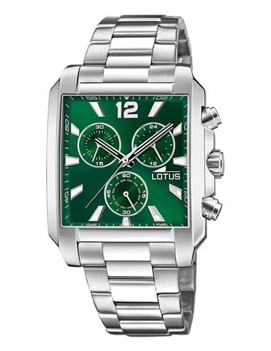 Montre Carrée par Lotus 18850/3 en Acier Inoxydable 38 mm Vert