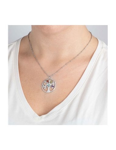 LS2192/1/1 Pendentif Lotus Style rainbow l'arbre de vie Couleurs des pierres