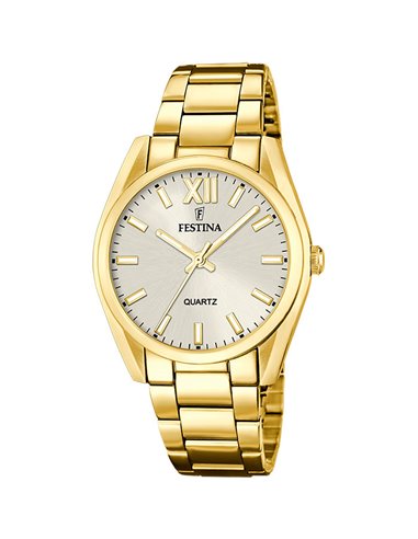 Relógio Festina F20640/1 Boyfriend Dourado Mostrador Prateado