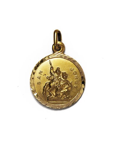 Pingente Ouro 18 K Escapular « São Jorge e Coração Jesus » SJRTRE
