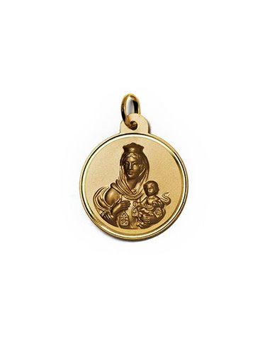 Halsschmuck Gold 18 K Skapulier « Unsere Liebe Frau vom Berge Karmel und Herz Jesus » VCNIE