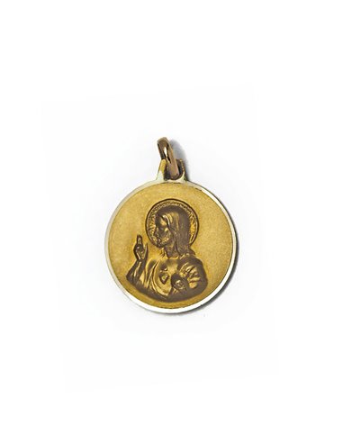 Halsschmuck Gold 18 K Skapulier « Unsere Liebe Frau vom Berge Karmel und Herz Jesus » VCNEE