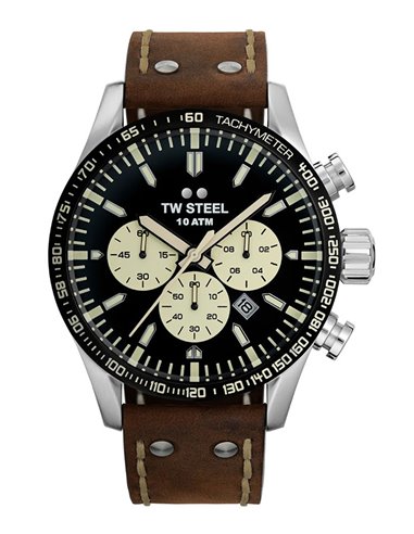 Herrenuhr Tw Steel VS120 Volante Braun Lederarmband
