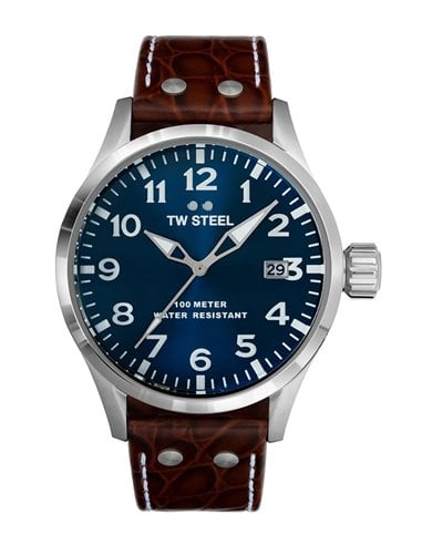 Tw Steel Watch VS101 Volante Brown Leather Strap