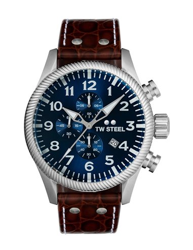 Tw Steel Watch VS111 Volante Brown Leather Strap
