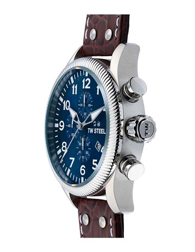 Tw Steel Watch VS111 Volante Brown Leather Strap