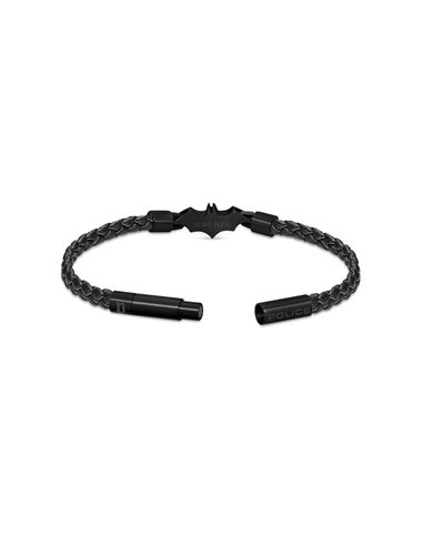 Pulseira Police PEAGB0034701 BATMAN FOREVER Couro Preto Motivo Preto