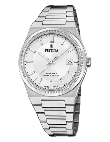 Relógio Festina F20034/1 Swiss Made masculino Mostrador Branco
