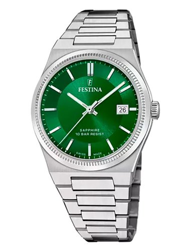 Relógio Festina F20034/3 Swiss Made masculino Mostrador Verde