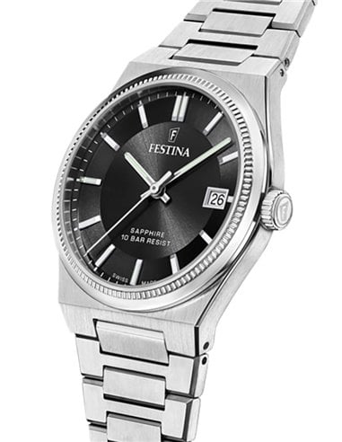 Herrenuhr Festina F20034/4 Swiss Made Schwarzes Zifferblatt