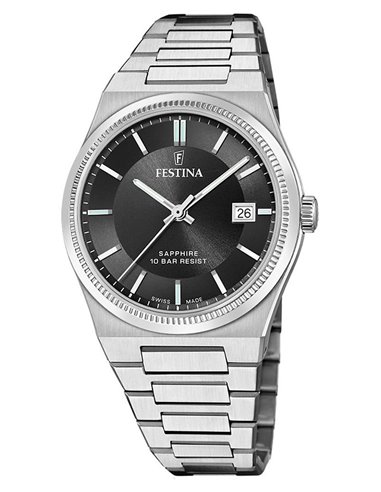 Relógio Festina F20034/4 Swiss Made masculino Mostrador Preto