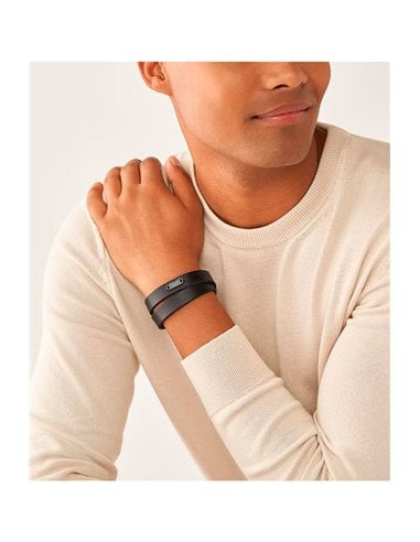 Bracelet Fossil JF04128793 HERITAGE en cuir Noir
