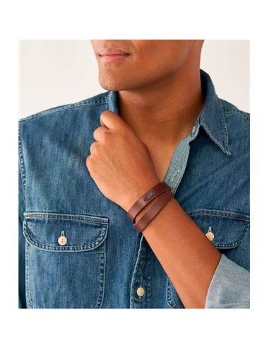 Bracelet Fossil JF04127200 HERITAGE en cuir Brun