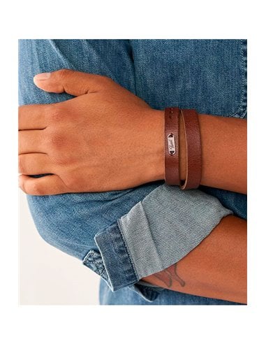 Bracelet Fossil JF04127200 HERITAGE en cuir Brun