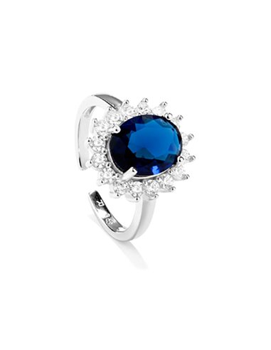 RY000166 Anneau The Crown Bleu et Zircon