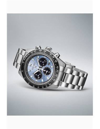 Montre SSC935P1 Seiko Solar Prospex Speedtimer Cadran Bleu Lunette Noire 41.40 mm