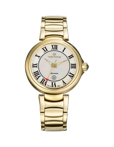 Damenuhr TF5043LG-N02M Time Force Amorosa Frau Golden mit römischen Ziffern aus Perlmutt