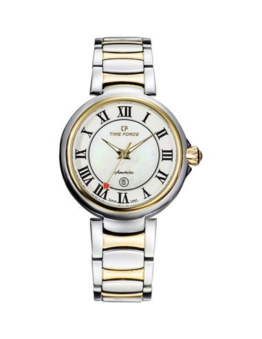 Reloj TF5043LAG-N02M Time Force Amorosa Nacar Combinado Numeros Romanos Mujer