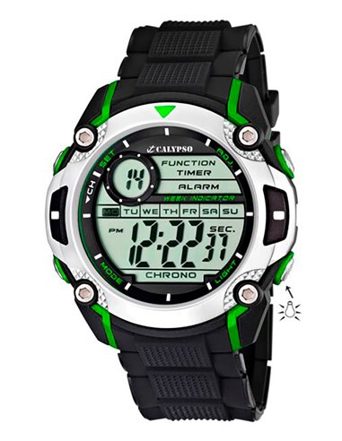 Montre Calypso K5577/3 numérique noir et vert