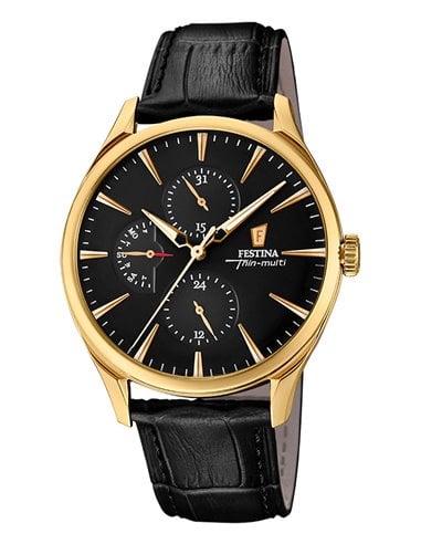 Herrenuhr Festina F16993/2 Thin-Multi Calendar Schwarz Golden