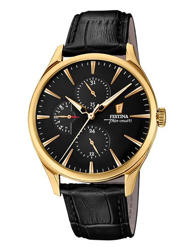 Montre Festina F16993/2 Thin-Multi Calendar Noir Doré