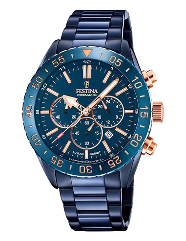 Herrenuhr Festina F20576/1 Ceramic Blaues Zifferblatt