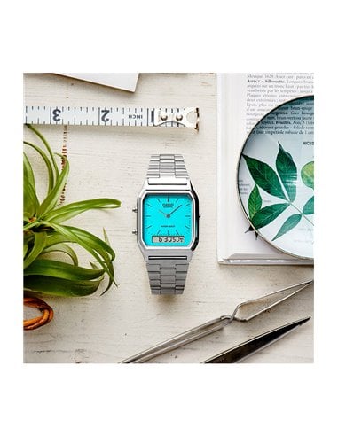 Relógio Casio AQ-230A-2A2MQYES Collection Vintage Edgy Tiffany