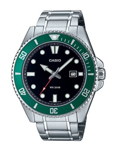 Herrenuhr MDV-107D-3AVEF Casio Collection Schwarz Stahlband