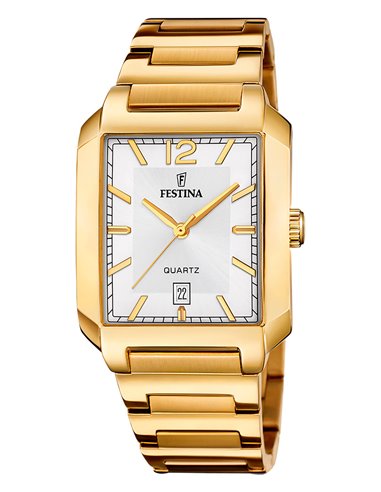 Festina Watch F20678/2 On the Square Men Gold Square Dial