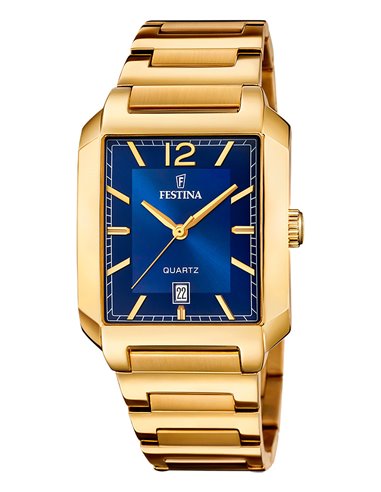 Herrenuhr Festina F20678/3 On the Square Blaues Quadratisches Zifferblatt