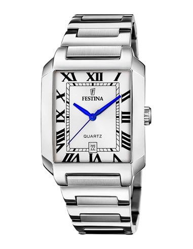 Herrenuhr Festina F20677/1 On the Square Silbernes Weibes Zifferblatt