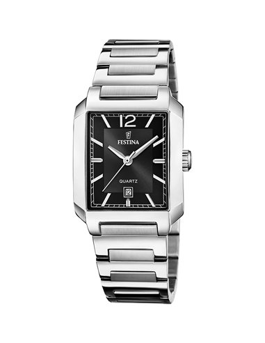 Damenuhr Festina F20679/4 On the Square Silbernes Schwarzes Zifferblatt