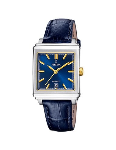 Relógio Festina F20682/5 On the Square Mulher Pulseira de Couro Mostrador Azul