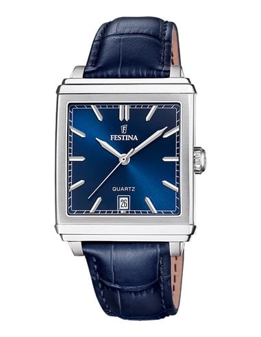 Montre Festina F20681 5 On the Square Homme Bracelet en Cuir Bleu