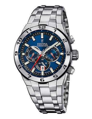 Relógio Festina F20670/1 Chrono Bike Azul Marinho com Pulseira de Aço