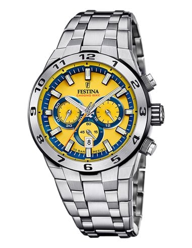 Relógio Festina F20670/4 Chrono Bike Amarelo com Pulseira de Aço