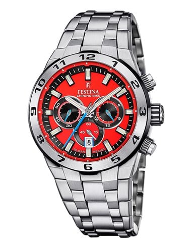 Relógio Festina F20670/5 Chrono Bike Vermelho com Pulseira de Aço