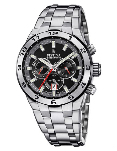 Herrenuhr Festina F20670/6 Chrono Bike Schwarz mit Edelstahlarmband