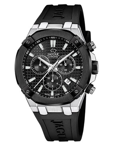 Montre Jaguar J1020/2 Diplomatic Bracelet en Caoutchouc Noir et Cadran Noir