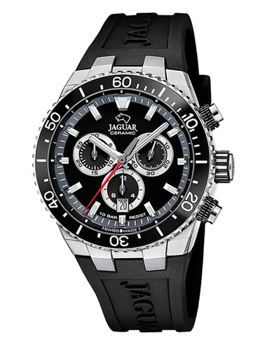 Herrenuhr Jaguar J1021/3 Diplomatic Schwarzem Gummiband und Graues Zifferblatt