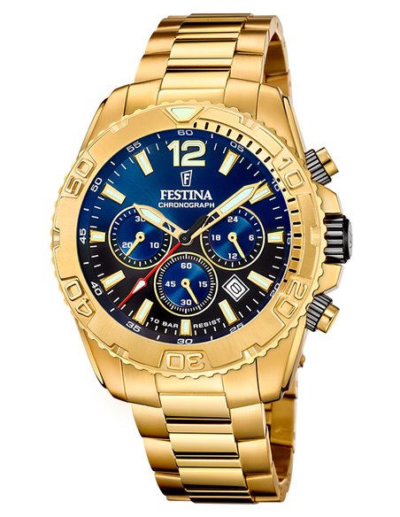 Reloj Festina Oro Hombre F20684/2 Reloj Festina Timeless Dorado Y Azul